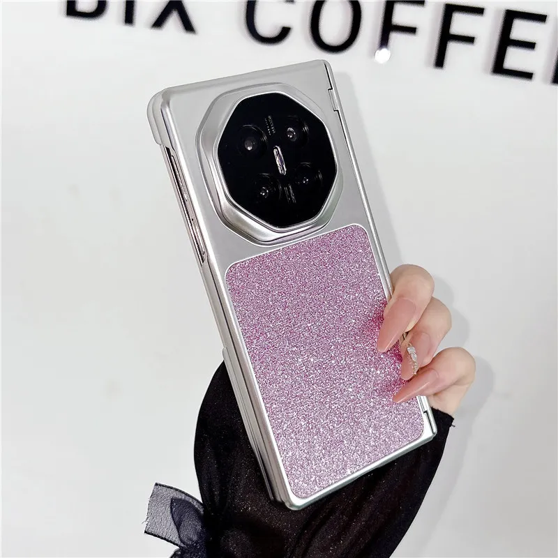 Compatible with Huawei MATEX7 and MateX6 foldable screen magnetic glitter electroplated leather drop-proof protective case