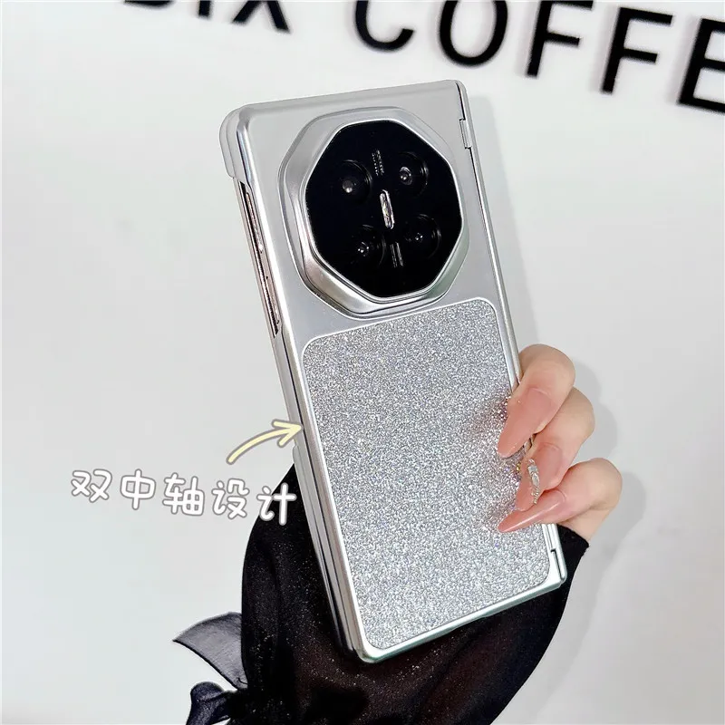 Compatible with Huawei MATEX7 and MateX6 foldable screen magnetic glitter electroplated leather drop-proof protective case