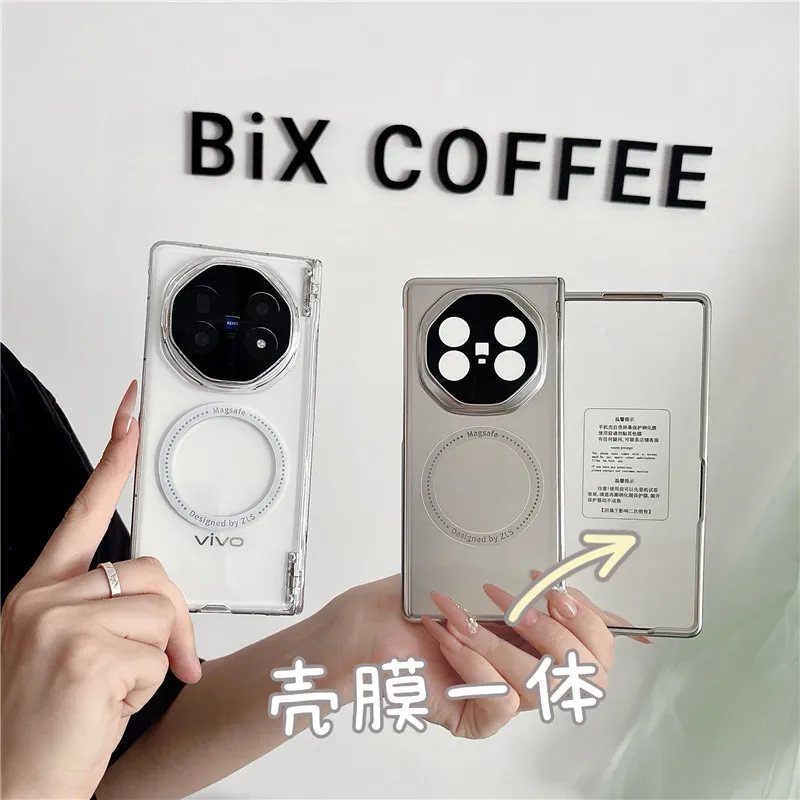 VIVO XFOLD6 phone case, xfold6 electroplated magnetic ring hinge case, integrated protective film, drop-proof case.