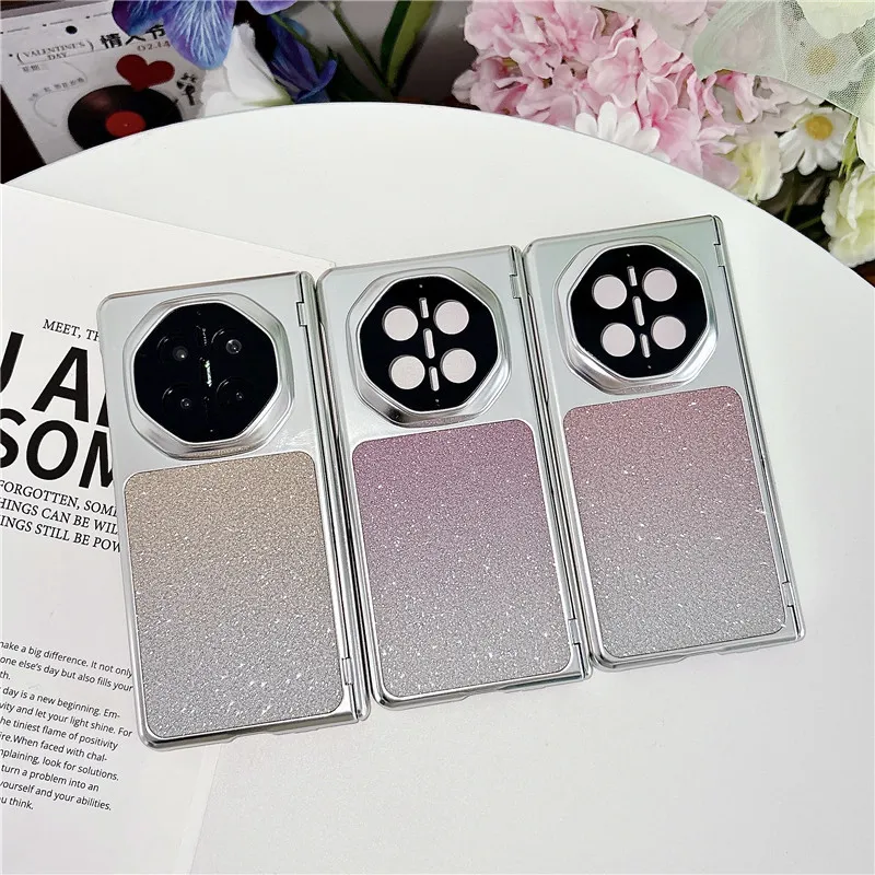 Compatible with Huawei MATEX7 and MateX6 foldable screen glitter electroplated fashionable vegan leather drop-proof protective case