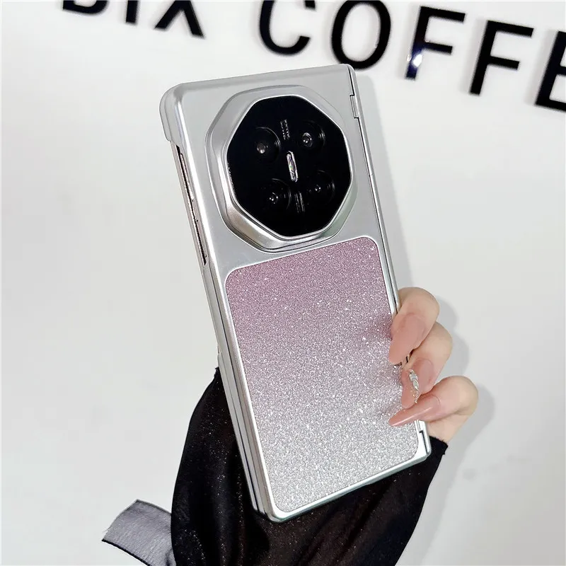 Compatible with Huawei MATEX7 and MateX6 foldable screen glitter electroplated fashionable vegan leather drop-proof protective case