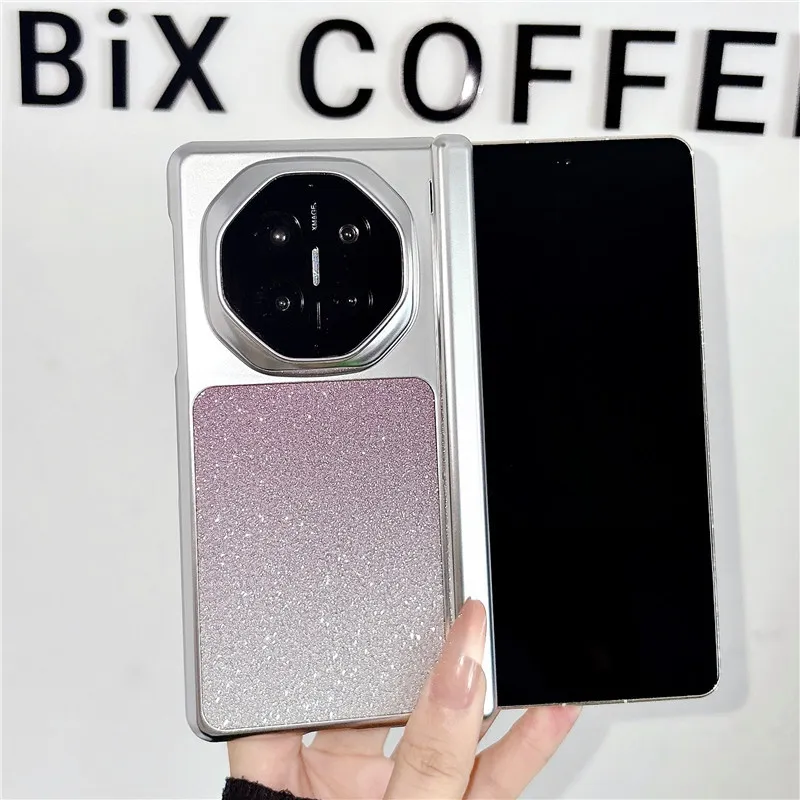 Compatible with Huawei MATEX7 and MateX6 foldable screen glitter electroplated fashionable vegan leather drop-proof protective case