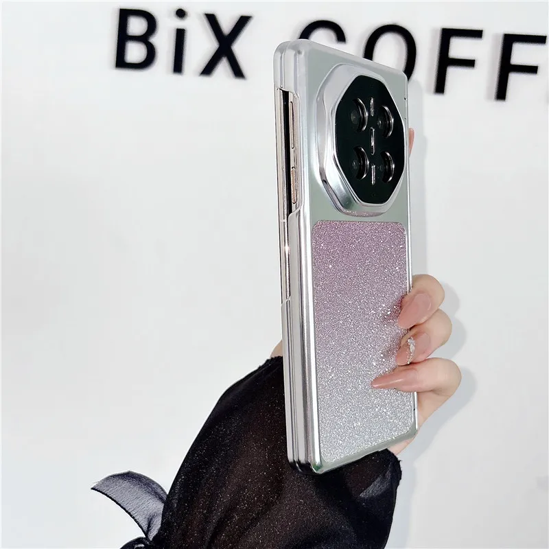 Compatible with Huawei MATEX7 and MateX6 foldable screen glitter electroplated fashionable vegan leather drop-proof protective case