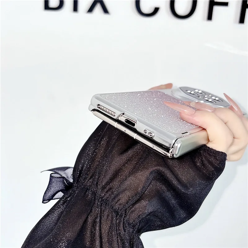 Compatible with Huawei MATEX7 and MateX6 foldable screen glitter electroplated fashionable vegan leather drop-proof protective case