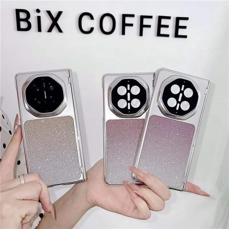 Compatible with Huawei MATEX7 and MateX6 foldable screen glitter electroplated fashionable vegan leather drop-proof protective case