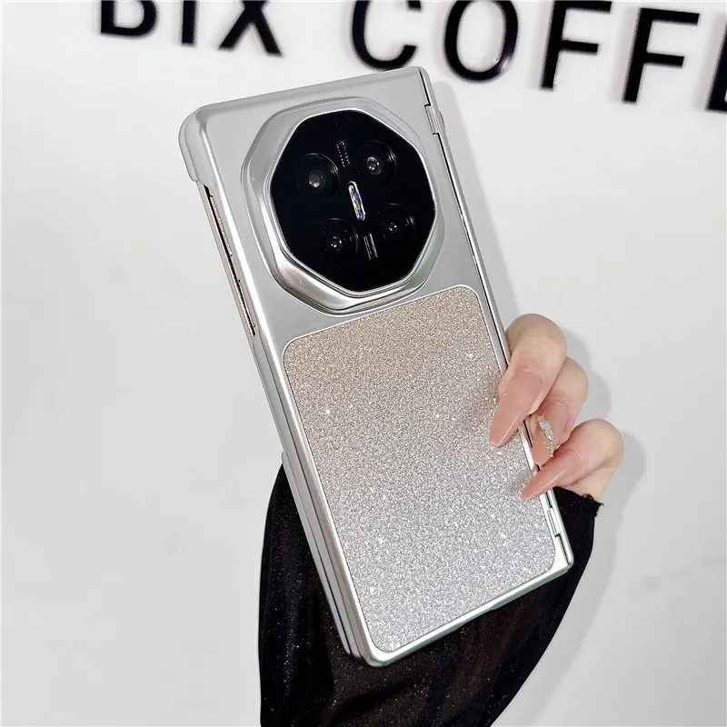 Compatible with Huawei MATEX7 and MateX6 foldable screen glitter electroplated fashionable vegan leather drop-proof protective case