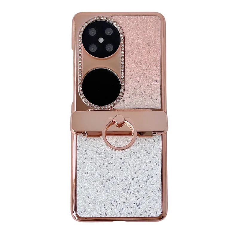 Compatible Huawei Pocket 2 phone case, Pura X foldable screen electroplated star-studded vegan leather drop-proof protective case