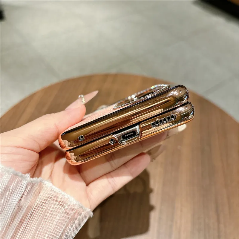 Compatible Huawei Pocket 2 phone case, Pura X foldable screen electroplated star-studded vegan leather drop-proof protective case