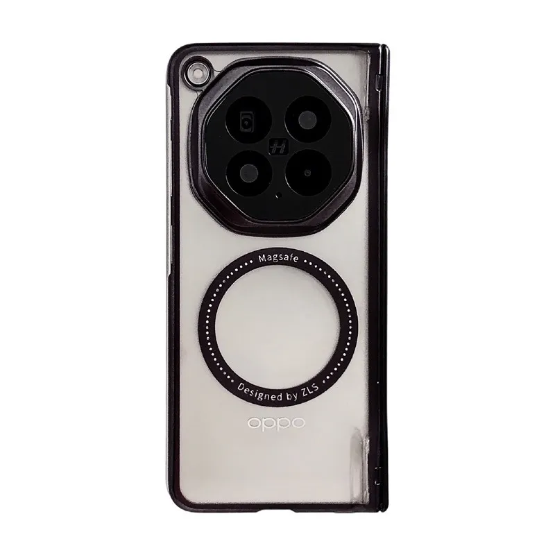 Compatible with OPPO Find N6 foldable phone case, magnetic electroplated transparent full-coverage drop-proof protective case.