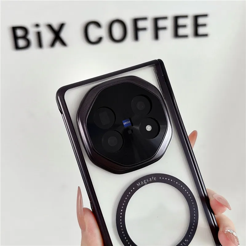 VIVO XFOLD6 Phone Case, Electroplated Transparent Magnetic Ring Hinge, Full Coverage Drop Protection Case