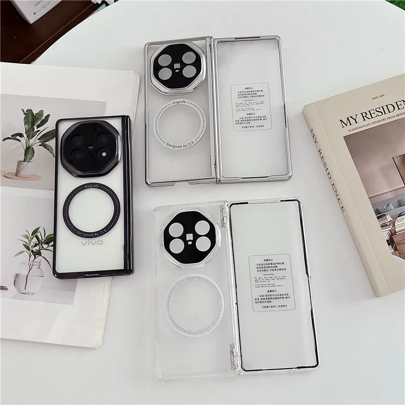 VIVO XFOLD6 Phone Case, Electroplated Transparent Magnetic Ring Hinge, Full Coverage Drop Protection Case