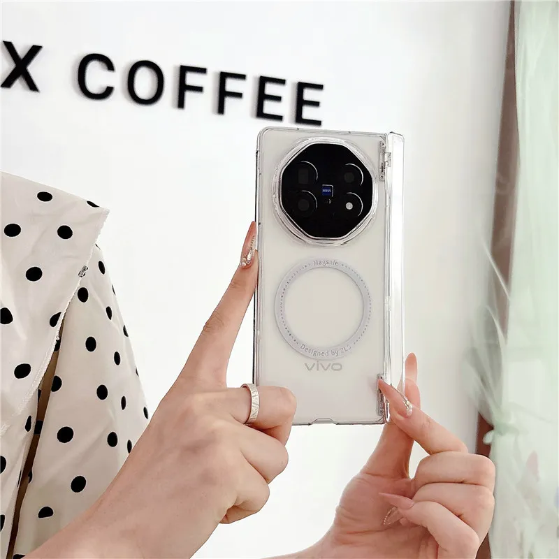 VIVO XFOLD6 Phone Case, Electroplated Transparent Magnetic Ring Hinge, Full Coverage Drop Protection Case