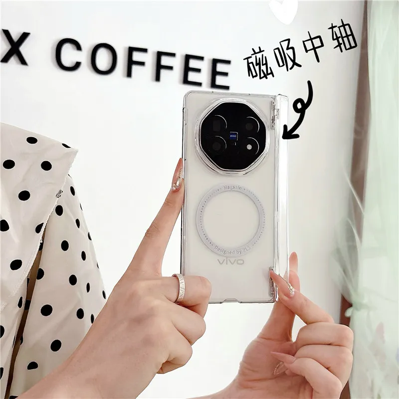 VIVO XFOLD6 Phone Case, Electroplated Transparent Magnetic Ring Hinge, Full Coverage Drop Protection Case