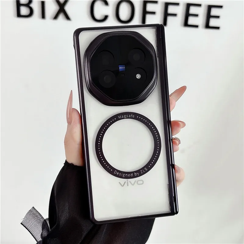 VIVO XFOLD6 Phone Case, Electroplated Transparent Magnetic Ring Hinge, Full Coverage Drop Protection Case