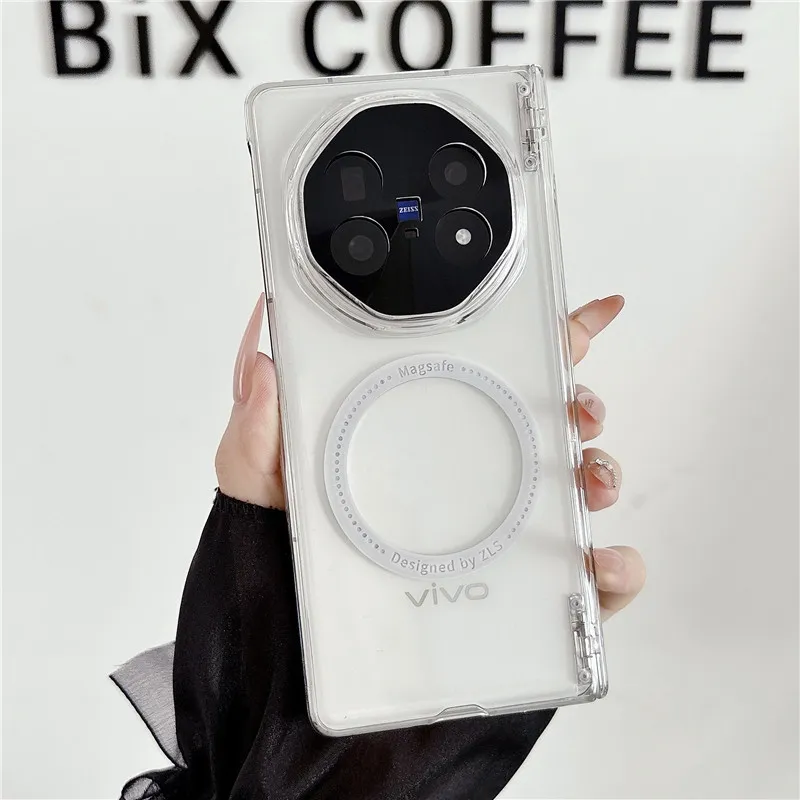 VIVO XFOLD6 Phone Case, Electroplated Transparent Magnetic Ring Hinge, Full Coverage Drop Protection Case