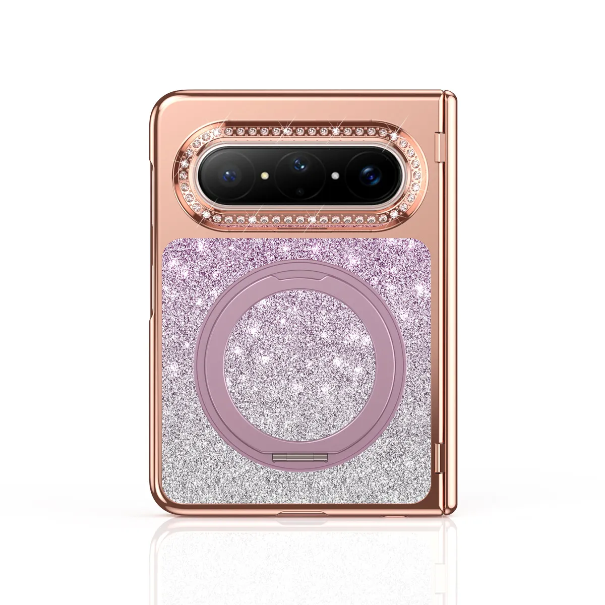 Huawei Pura X MAX Phone Case, PURA X Folding Gradient Electroplated Rotating Stand, Vegan Leather, Drop-Proof and Suitable