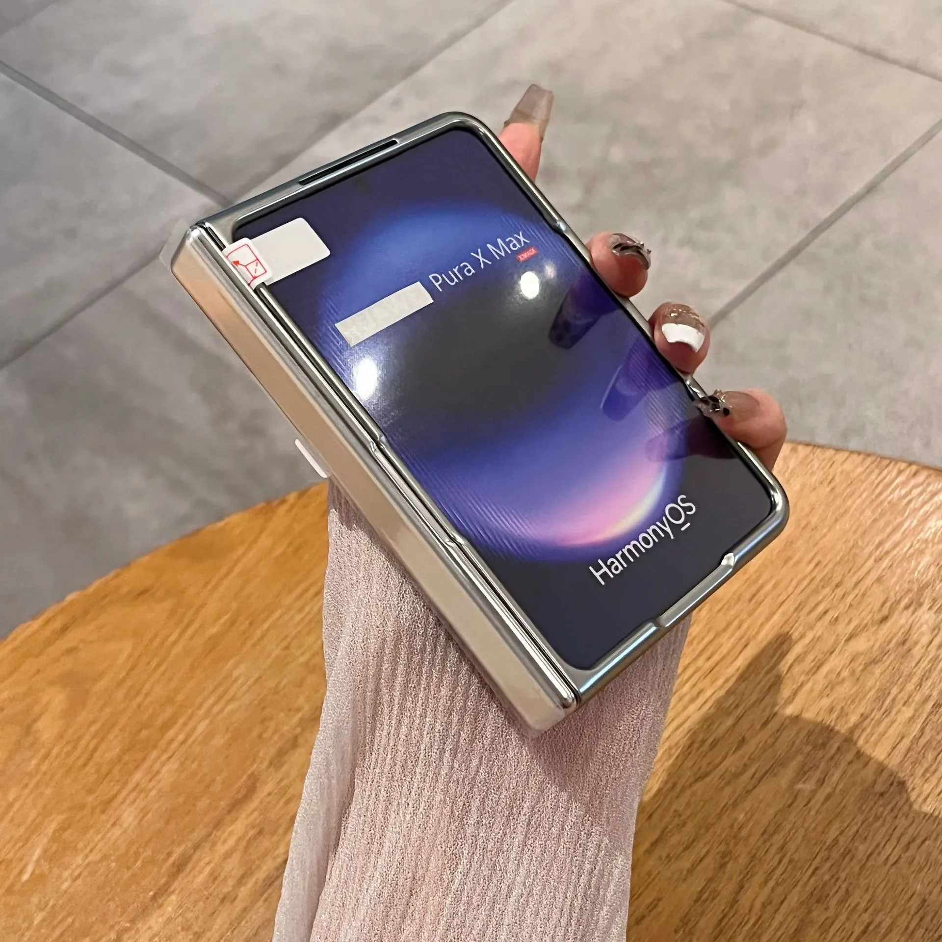 Huawei Pura X MAX Phone Case, PURA X Foldable Screen Electroplated Laser CD Pattern Full Coverage Drop Protection