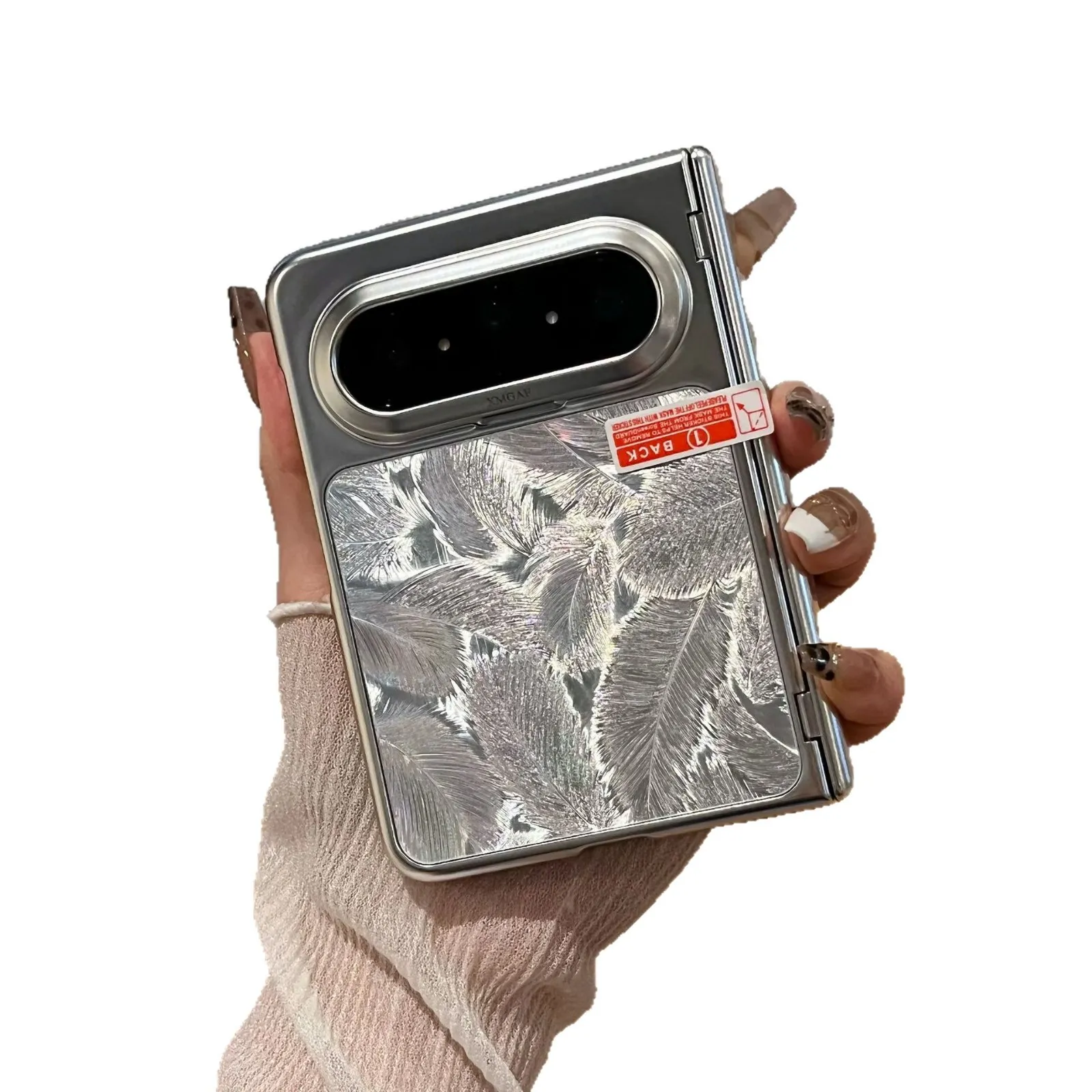 Huawei Pura X MAX Phone Case, PURA X Foldable Screen Electroplated Laser CD Pattern Full Coverage Drop Protection