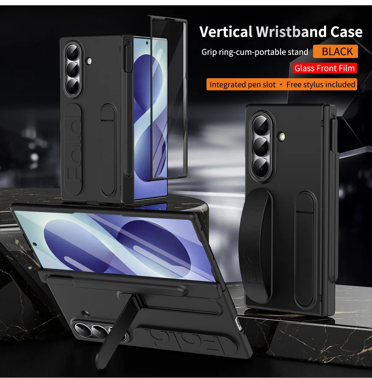 Compatible with Samsung Zfold 8 Ultra phone case, FOLD8 official wrist strap, pen slot hinge, full-coverage protective case