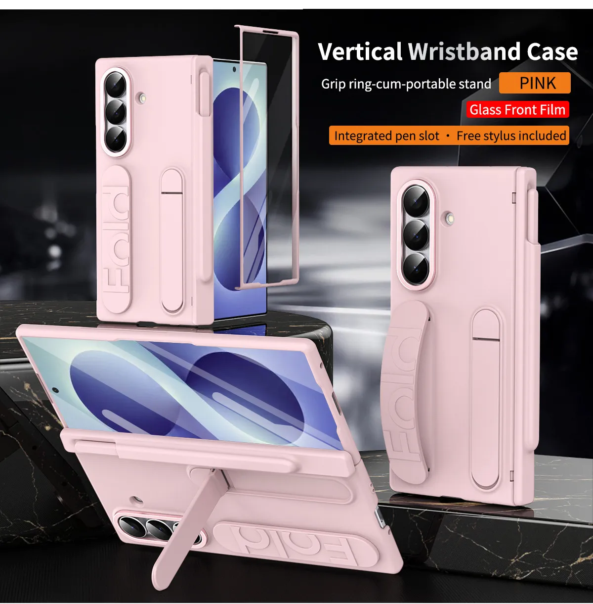 Compatible with Samsung Zfold 8 Ultra phone case, FOLD8 official wrist strap, pen slot hinge, full-coverage protective case