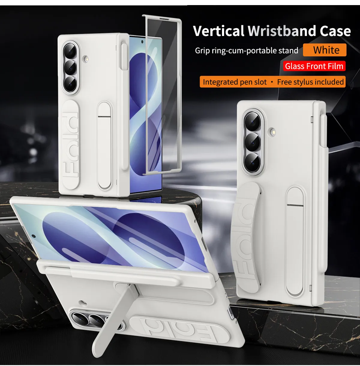 Compatible with Samsung Zfold 8 Ultra phone case, FOLD8 official wrist strap, pen slot hinge, full-coverage protective case
