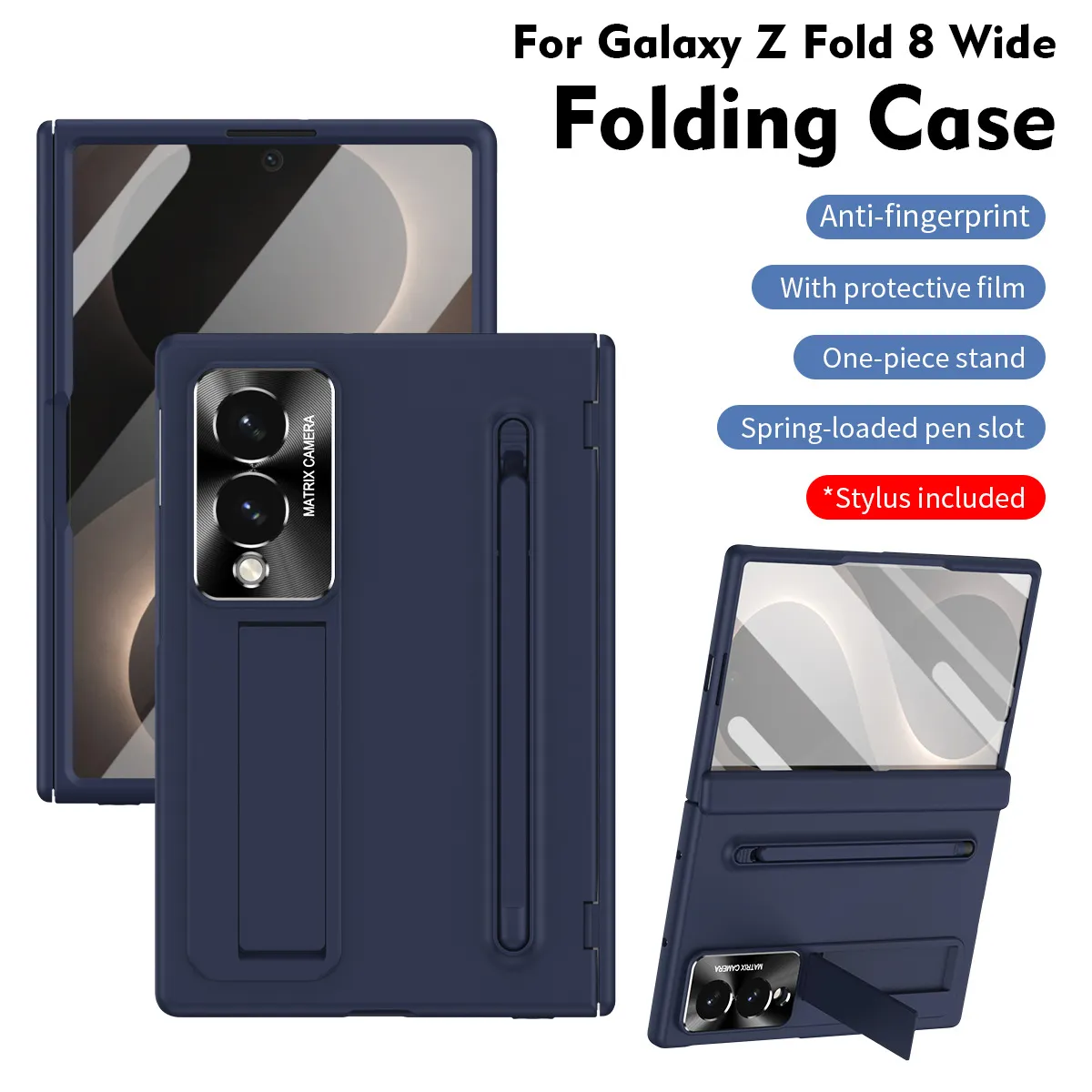Compatible with Samsung Zfold 8 Wide phone case, FOLD8 folding official pen slot case, integrated anti-drop protective case.