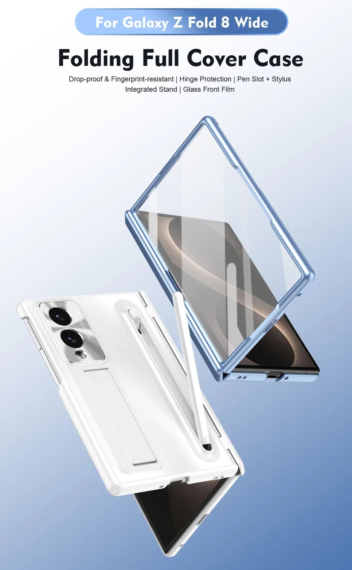 Compatible with Samsung Zfold 8 Wide phone case FOLD8 folding official pen groove case film integrated drop protection