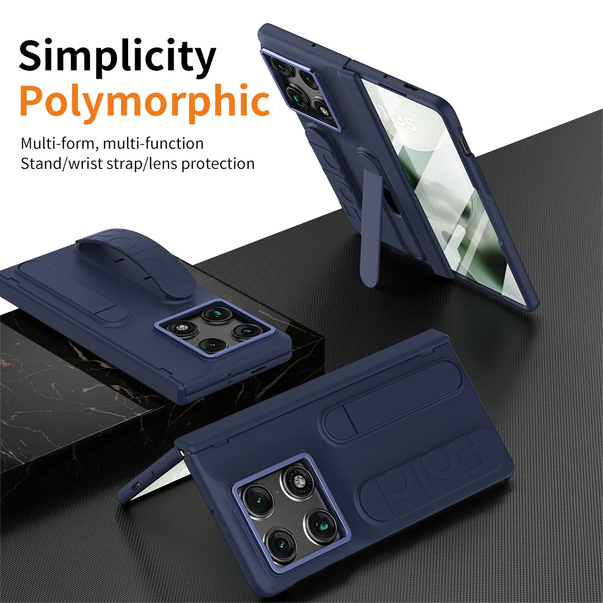 Compatible with Moto Razr Fold phone case, Motorola folding wrist strap hinge case, integrated protective film