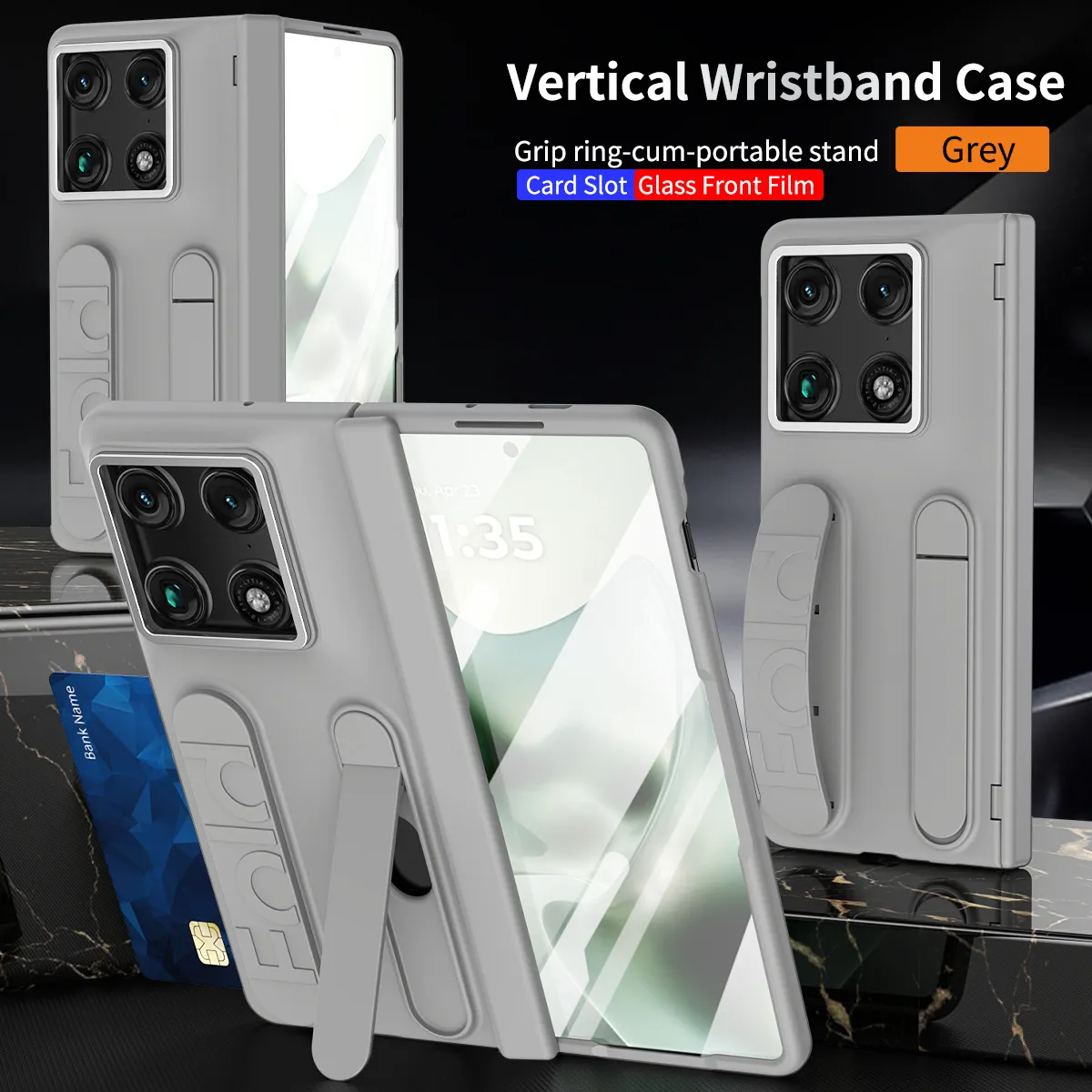 Compatible with Moto Razr Fold phone case, Motorola folding wrist strap hinge case, integrated protective film