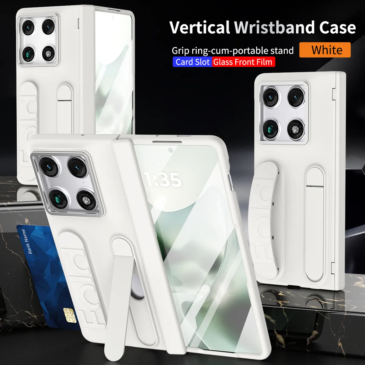 Compatible with Moto Razr Fold phone case, Motorola folding wrist strap hinge case, integrated protective film
