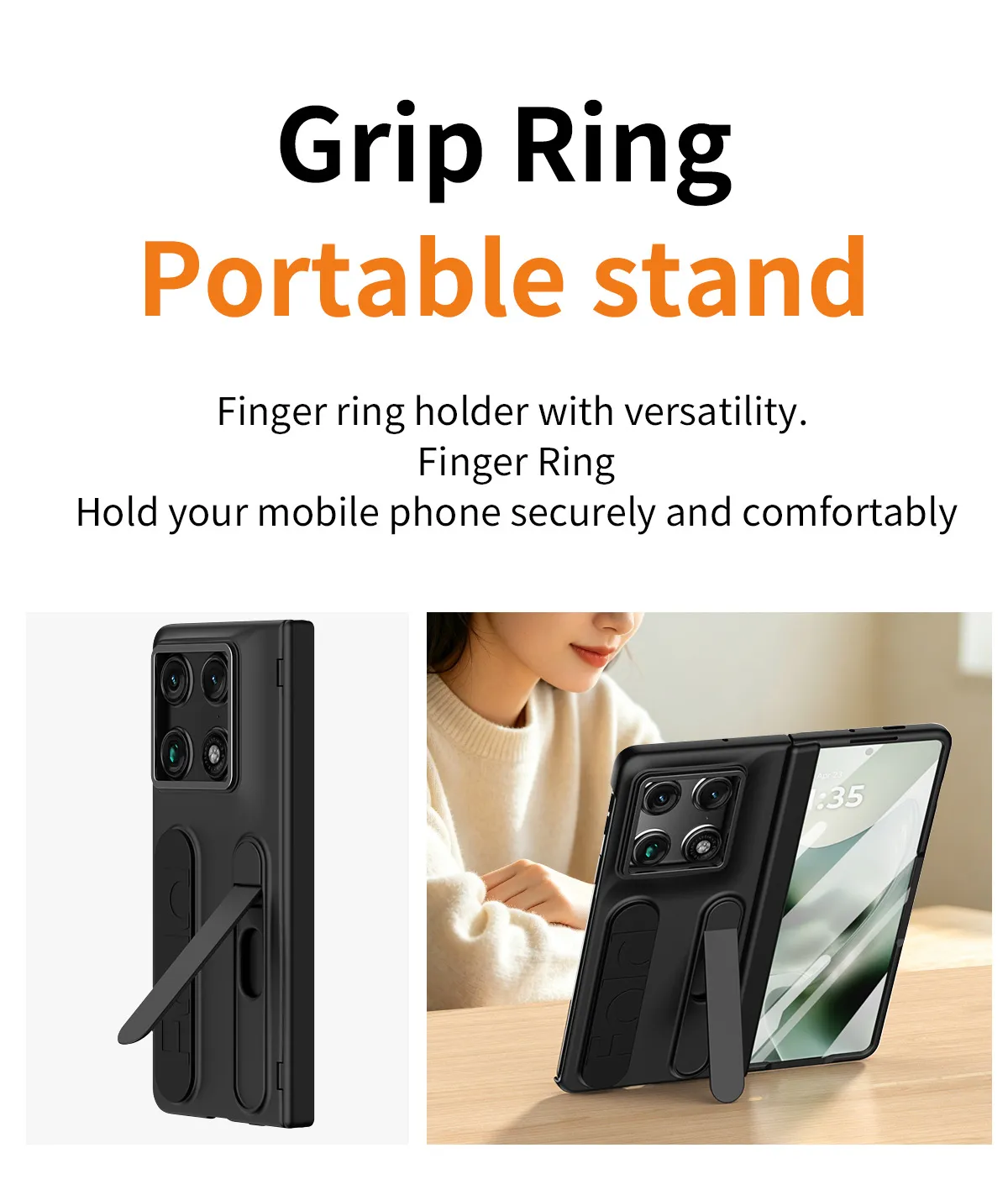 Compatible with Moto Razr Fold phone case, Motorola folding wrist strap hinge case, integrated protective film