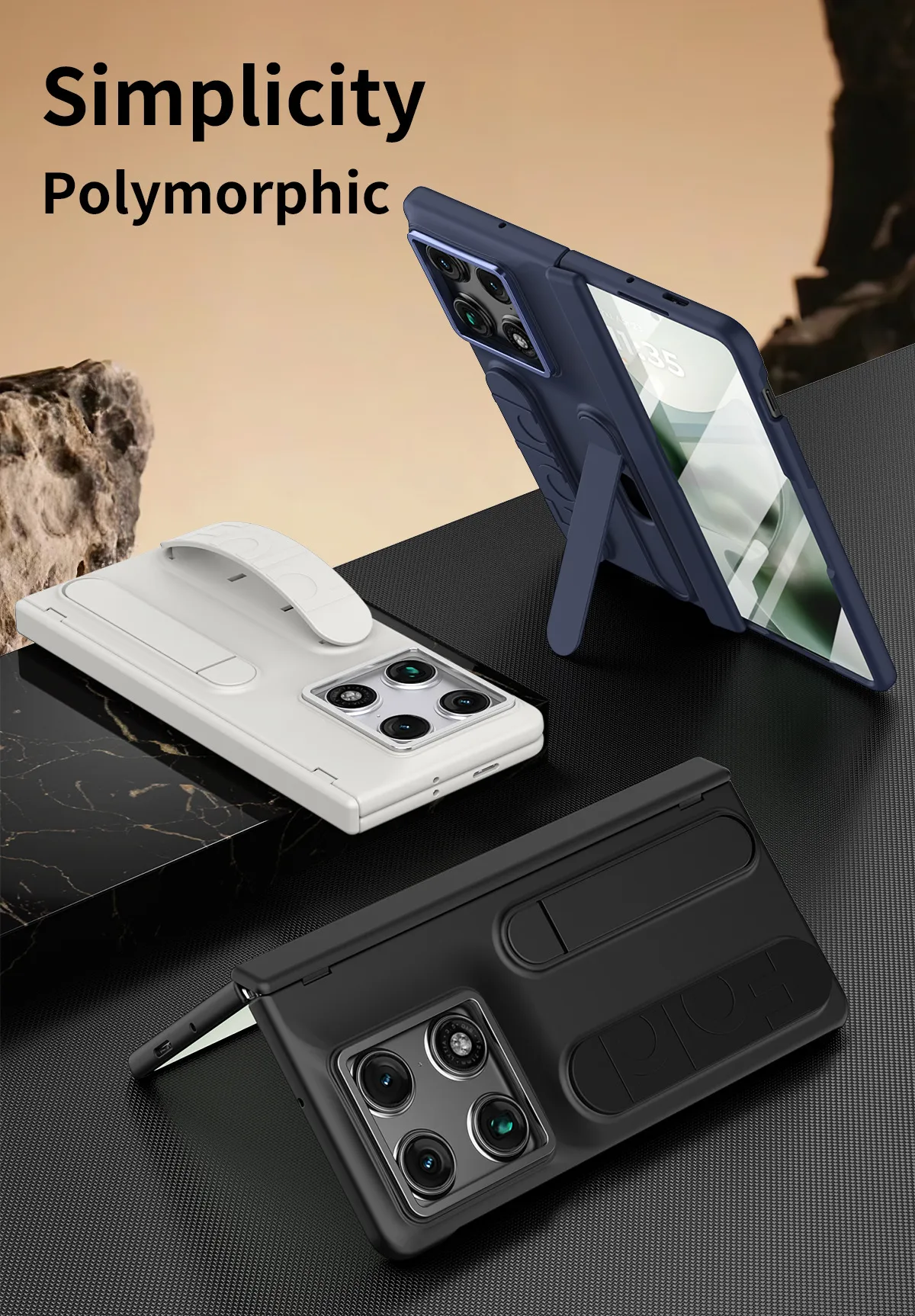 Compatible with Moto Razr Fold phone case, Motorola folding wrist strap hinge case, integrated protective film