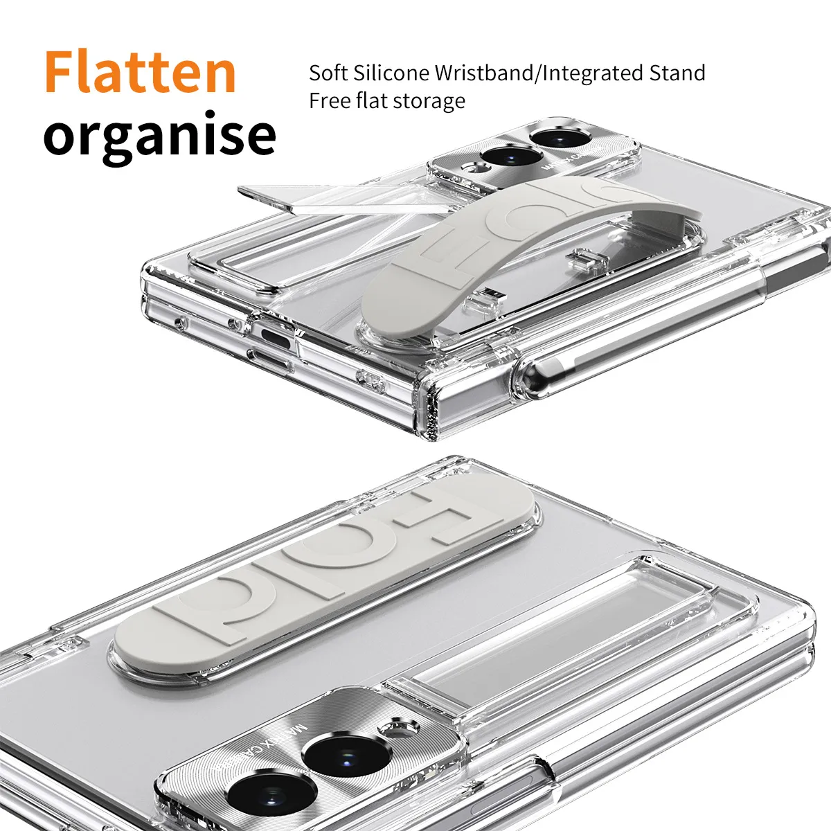 Compatible with Samsung Zfold 8 Wide Phone Case, FOLD8 Wide Screen Folding Official Wristband Pen Slot Hinge Drop Protection Case