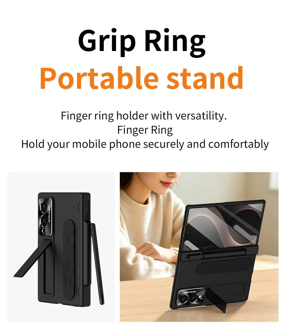 Compatible with Samsung Zfold 8 Wide Phone Case, FOLD8 Wide Screen Folding Official Wristband Pen Slot Hinge Drop Protection Case