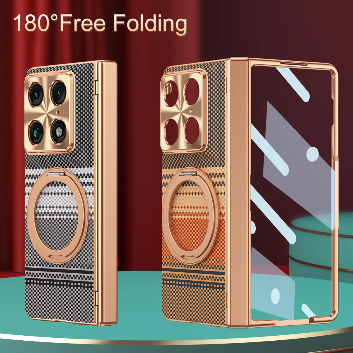 Compatible with Moto Razr Fold phone case, Motorola folding rotating magnetic case, integrated protective film