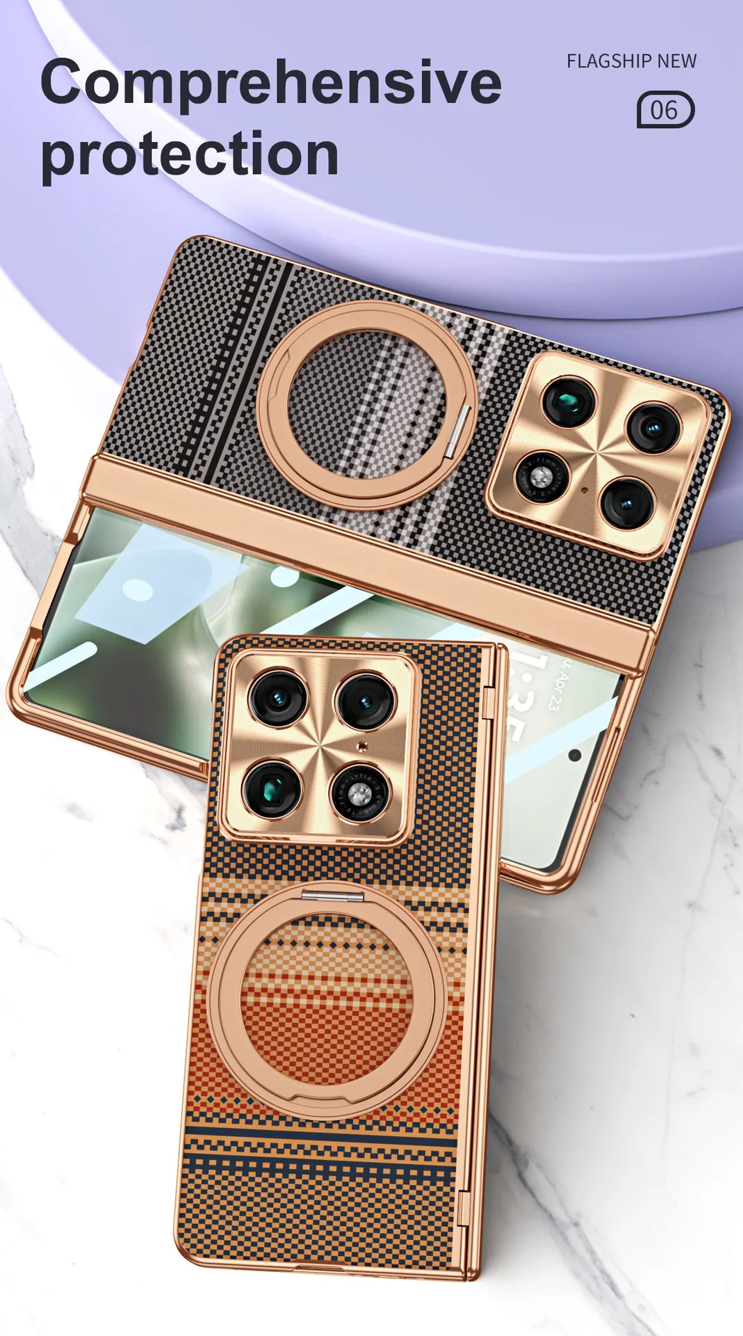 Compatible with Moto Razr Fold phone case, Motorola folding rotating magnetic case, integrated protective film