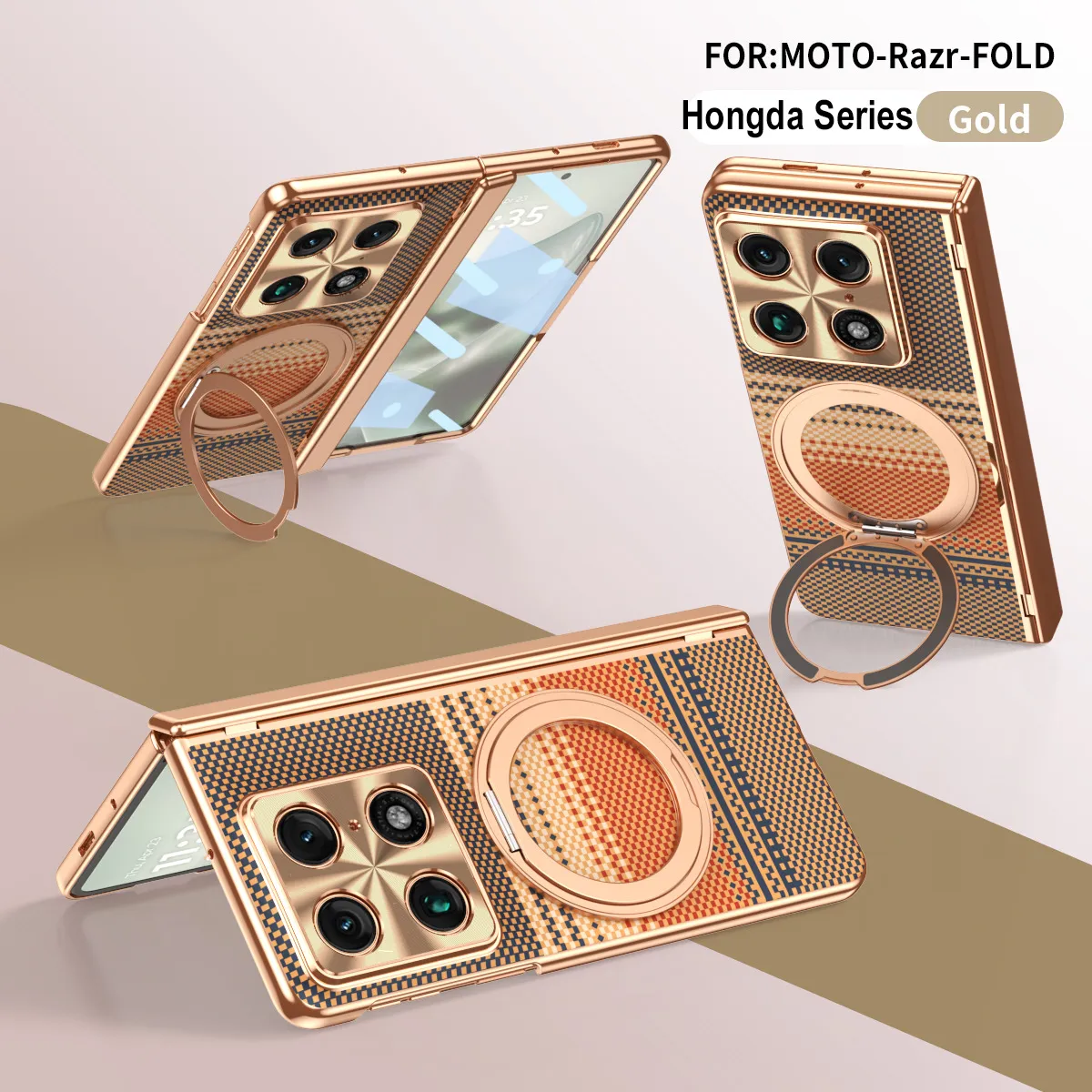 Compatible with Moto Razr Fold phone case, Motorola folding rotating magnetic case, integrated protective film