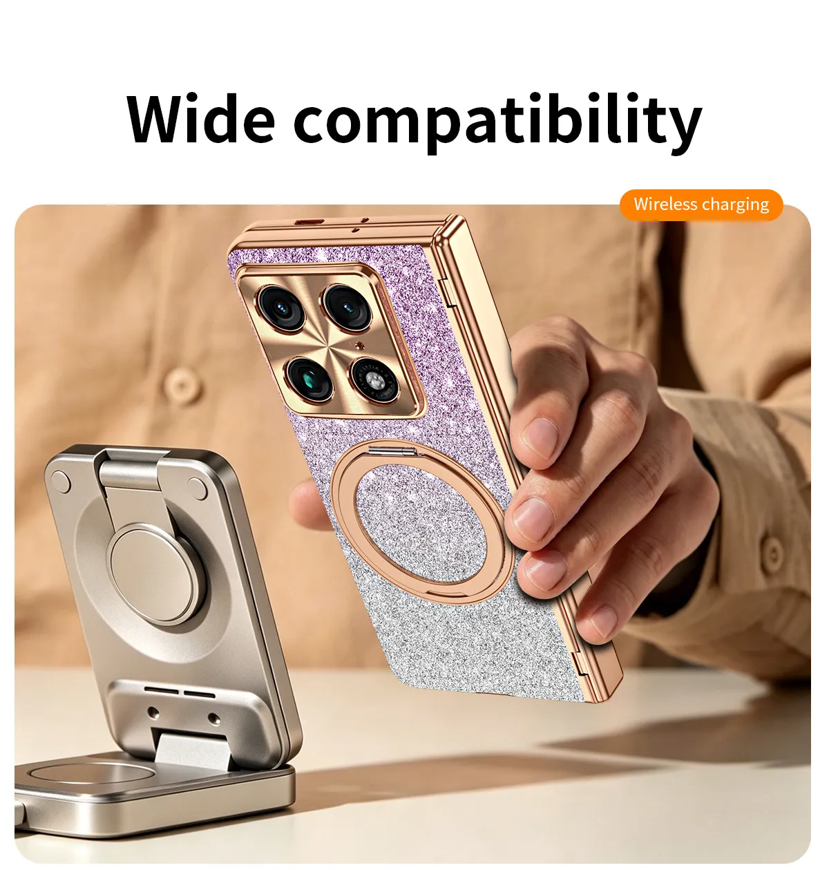 Compatible with Moto Razr Fold phone case, Motorola folding rotating stand, magnetic case, protective film