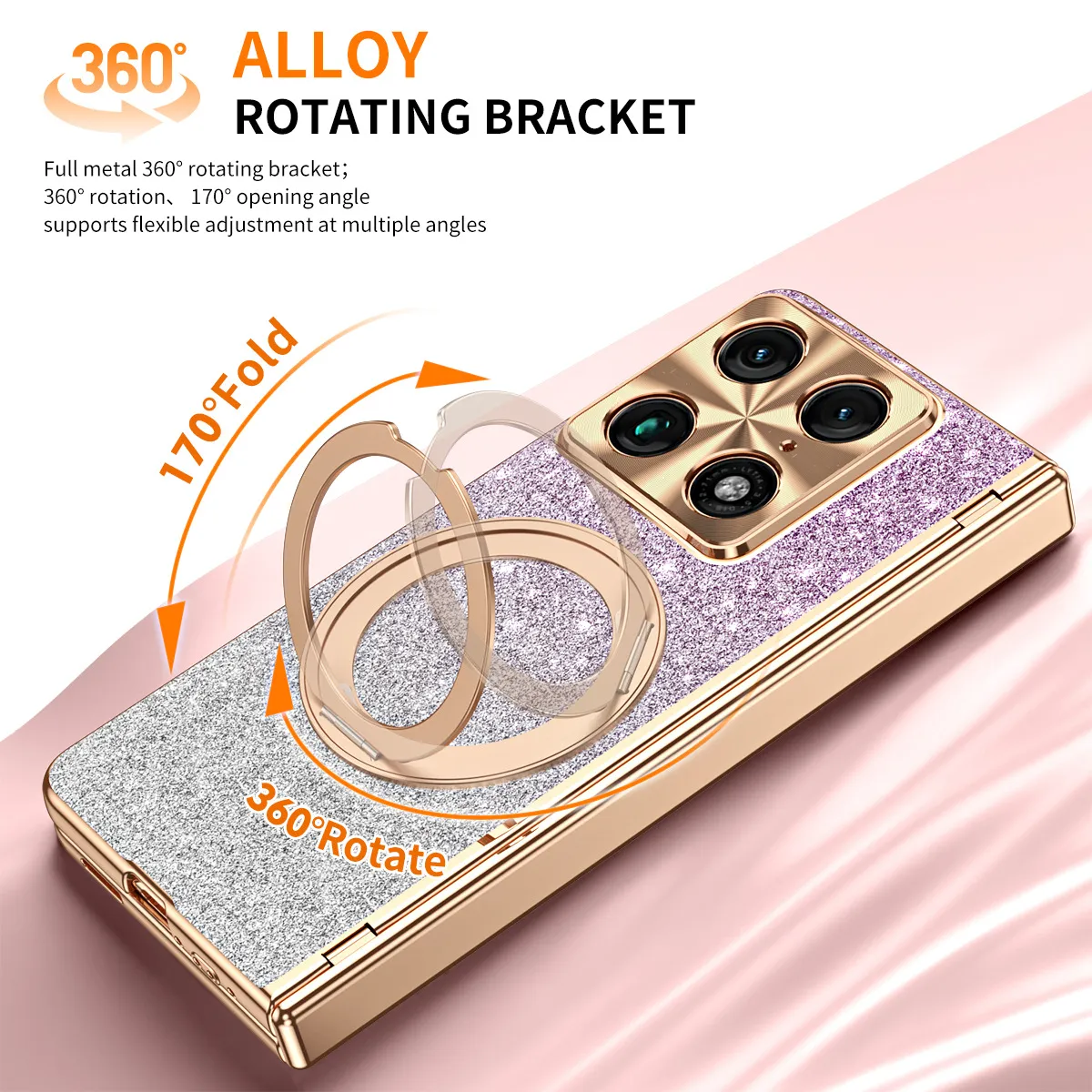 Compatible with Moto Razr Fold phone case, Motorola folding rotating stand, magnetic case, protective film