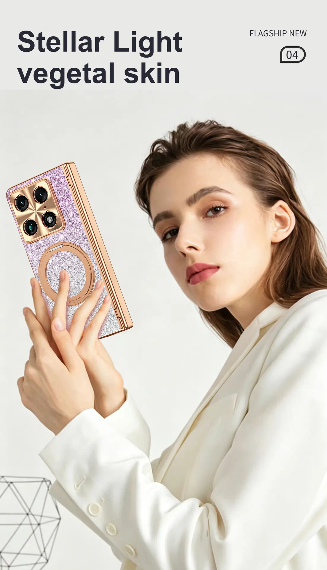 Compatible with Moto Razr Fold phone case, Motorola folding rotating stand, magnetic case, protective film