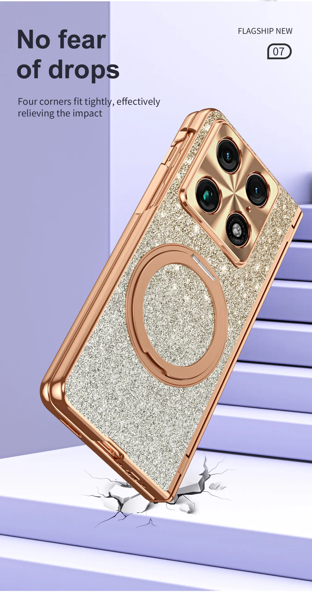 Compatible with Moto Razr Fold phone case, Motorola folding rotating stand, magnetic case, protective film