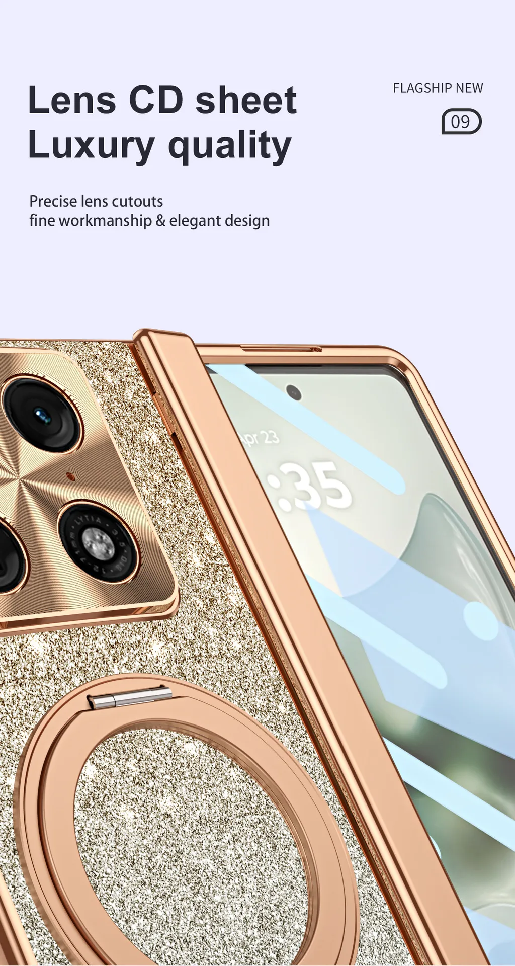 Compatible with Moto Razr Fold phone case, Motorola folding rotating stand, magnetic case, protective film