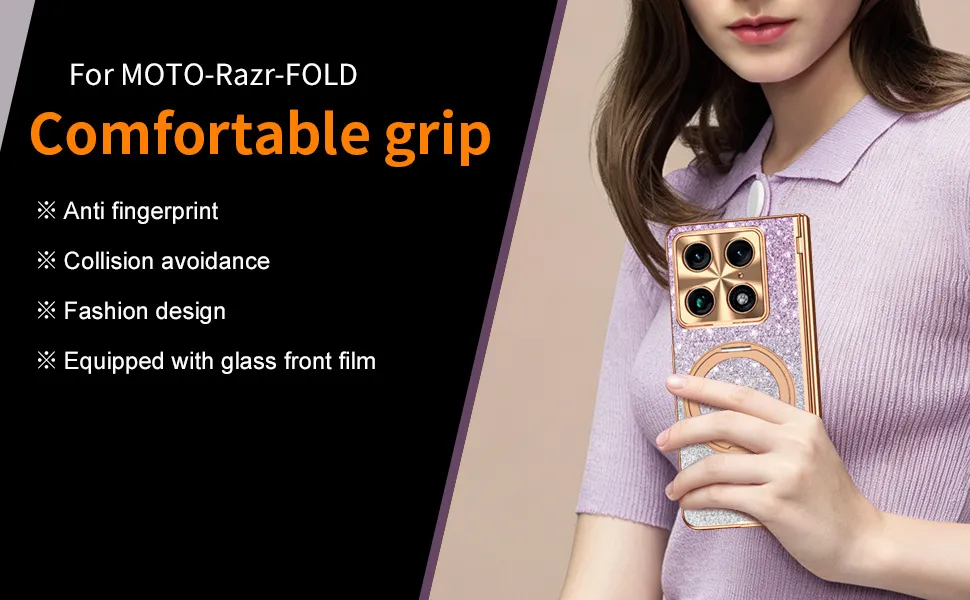 Compatible with Moto Razr Fold phone case, Motorola folding rotating stand, magnetic case, protective film