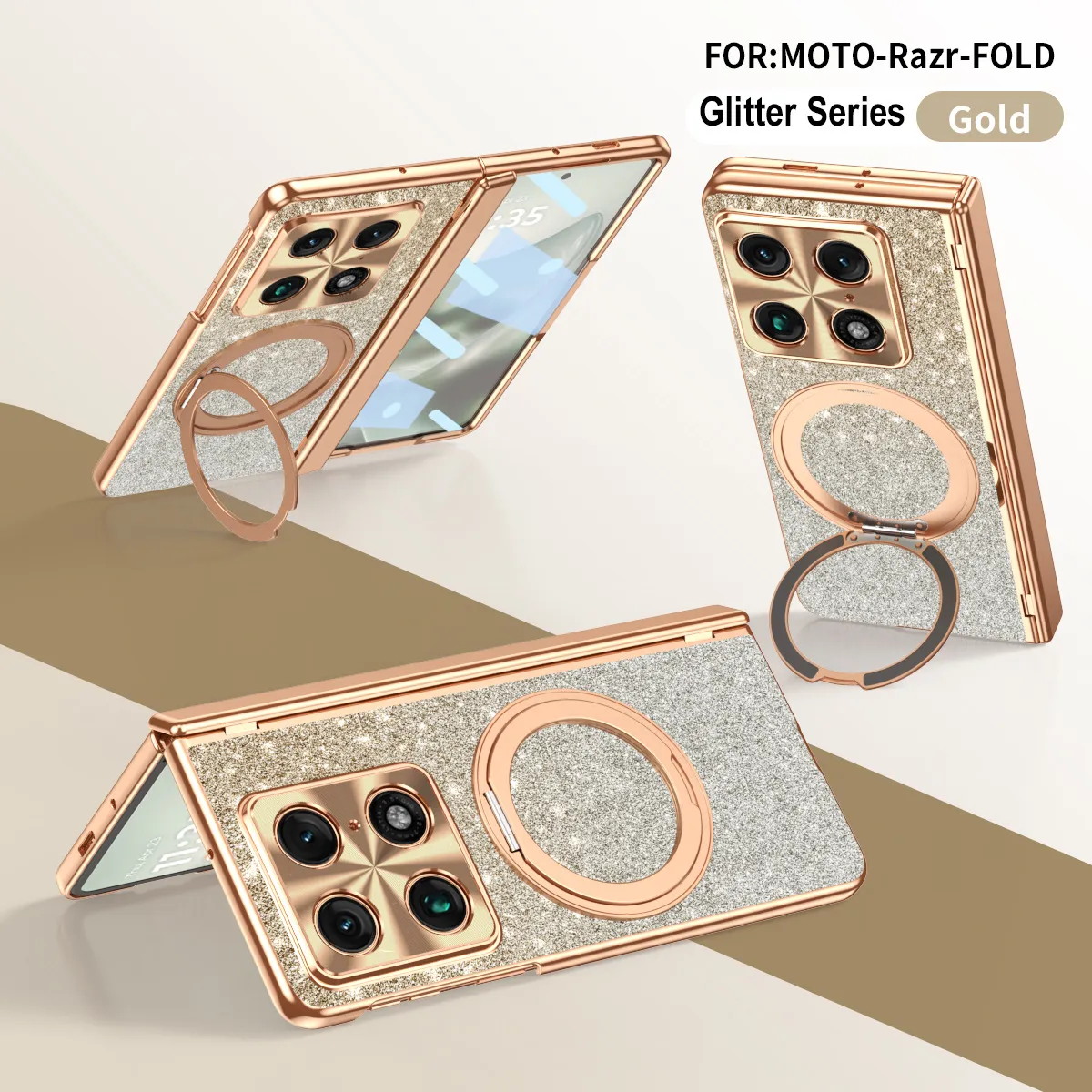 Compatible with Moto Razr Fold phone case, Motorola folding rotating stand, magnetic case, protective film