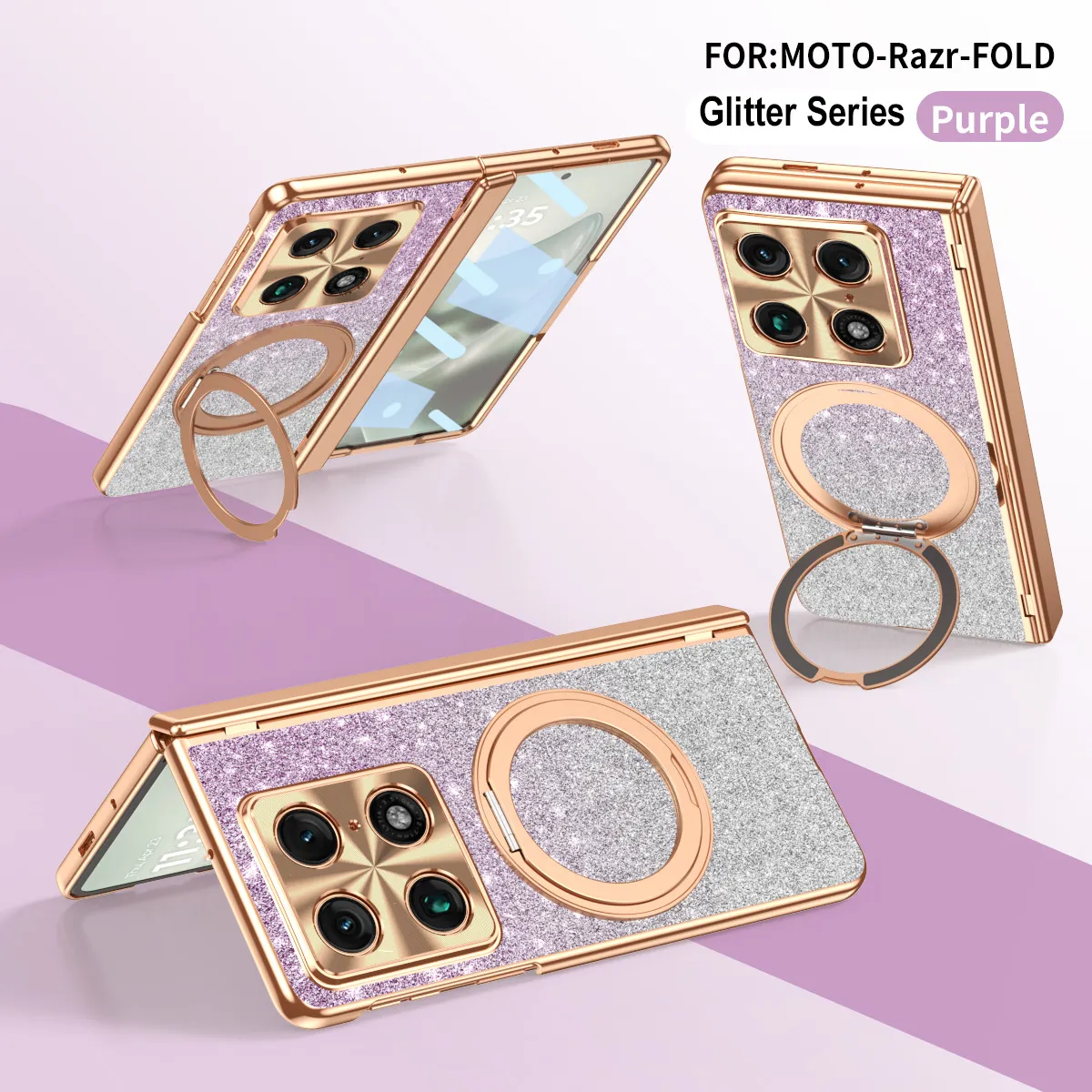 Compatible with Moto Razr Fold phone case, Motorola folding rotating stand, magnetic case, protective film