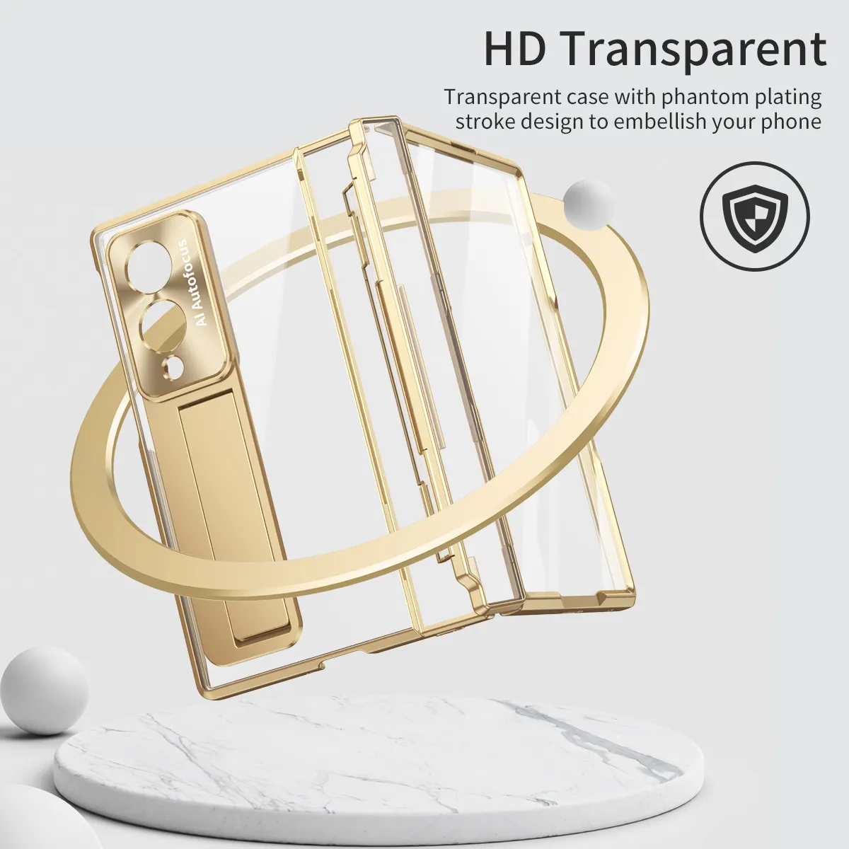 Samsung Zfold 8 Wide Phone Case FOLD8 Flat Hinge Foldable Screen Protective Case Full Coverage Electroplated Transparent Case