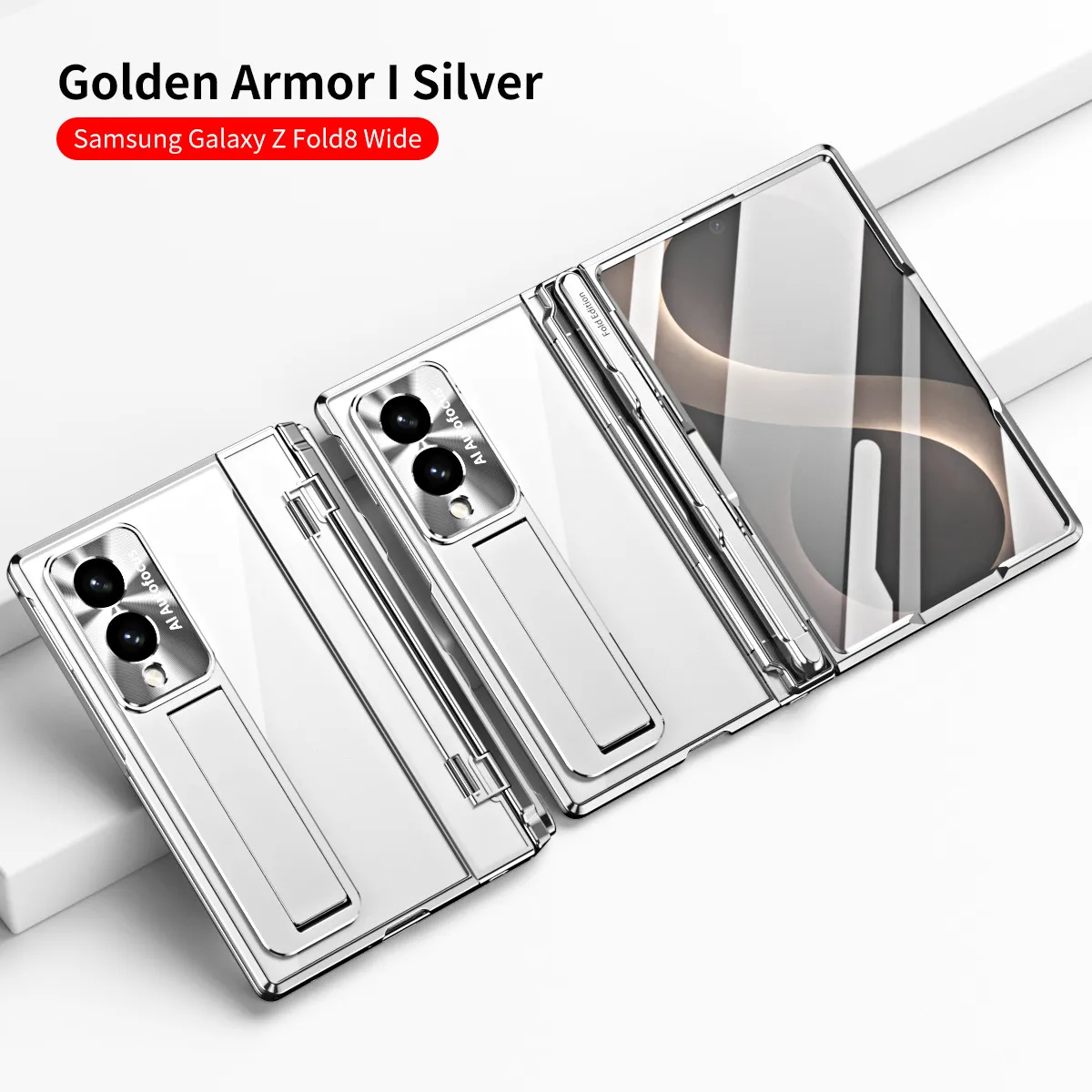 Samsung Zfold 8 Wide Phone Case FOLD8 Flat Hinge Foldable Screen Protective Case Full Coverage Electroplated Transparent Case