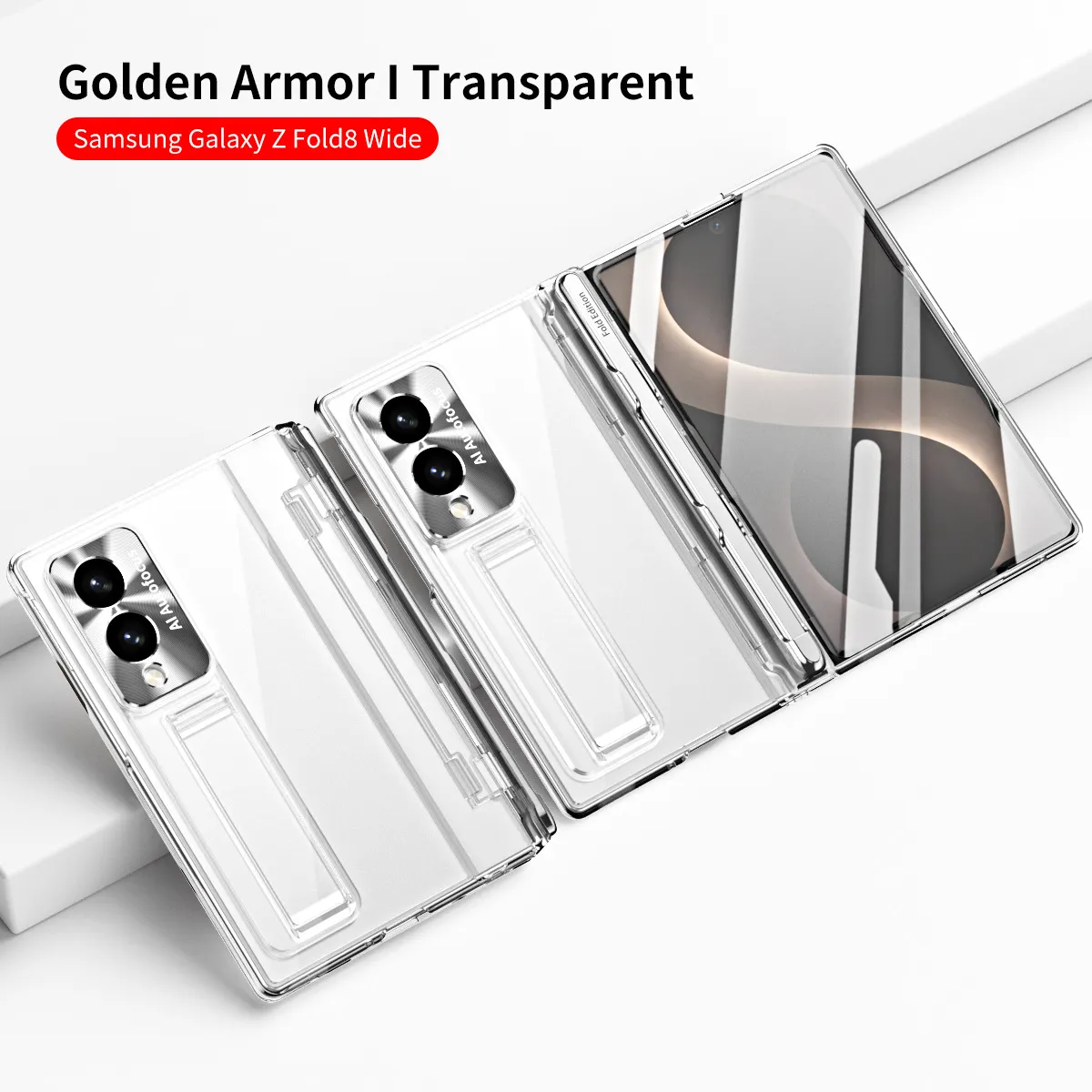 Samsung Zfold 8 Wide Phone Case FOLD8 Flat Hinge Foldable Screen Protective Case Full Coverage Electroplated Transparent Case