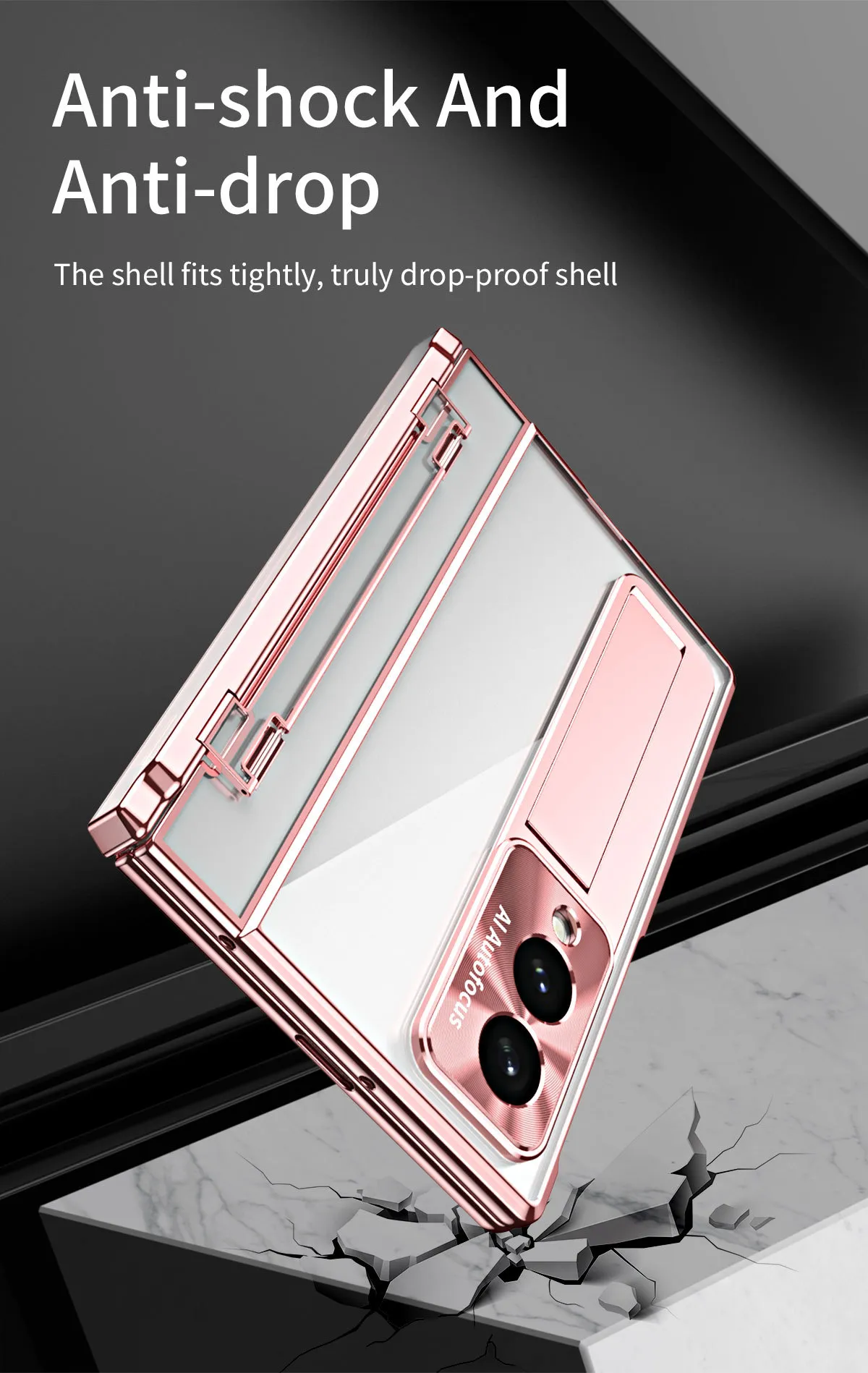 Samsung Zfold 8 Wide Phone Case FOLD8 Flat Hinge Foldable Screen Protective Case Full Coverage Electroplated Transparent Case