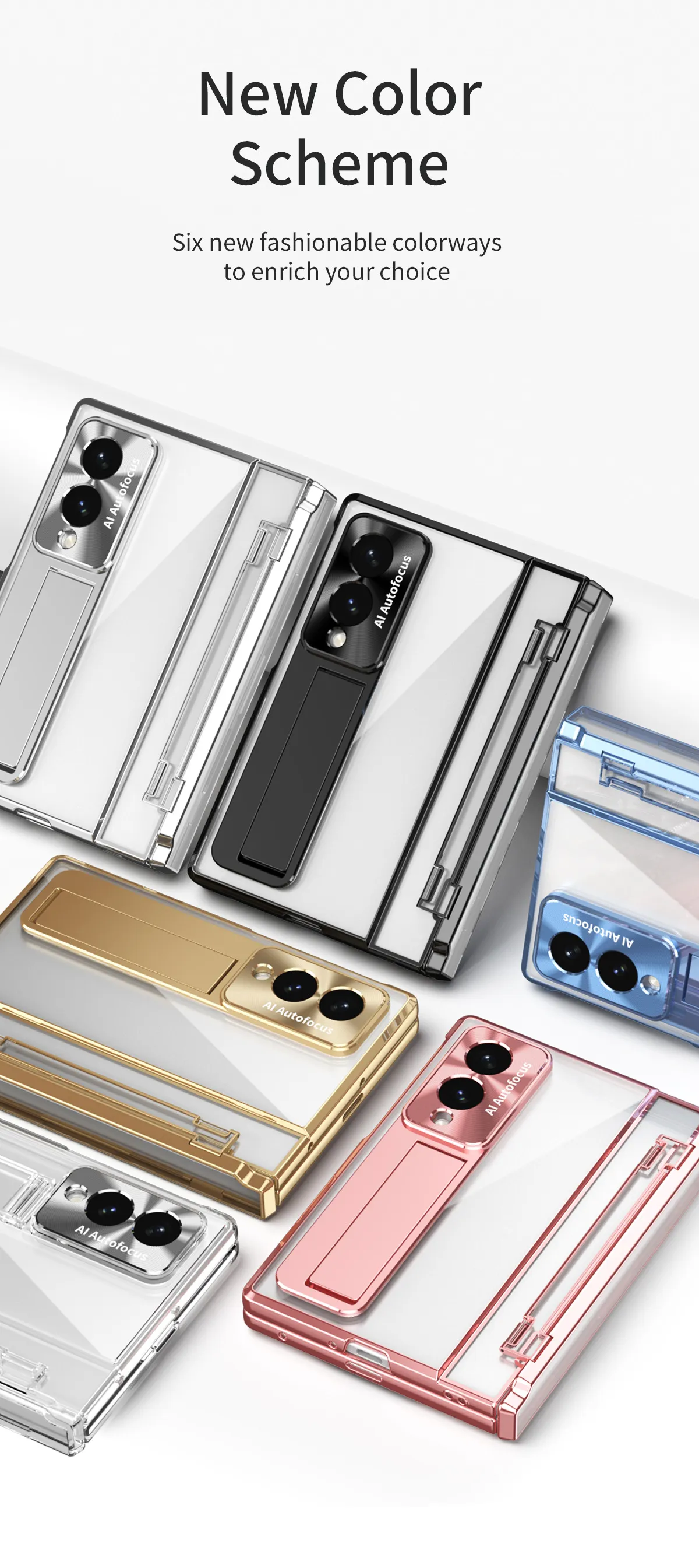 Samsung Zfold 8 Wide Phone Case FOLD8 Flat Hinge Foldable Screen Protective Case Full Coverage Electroplated Transparent Case